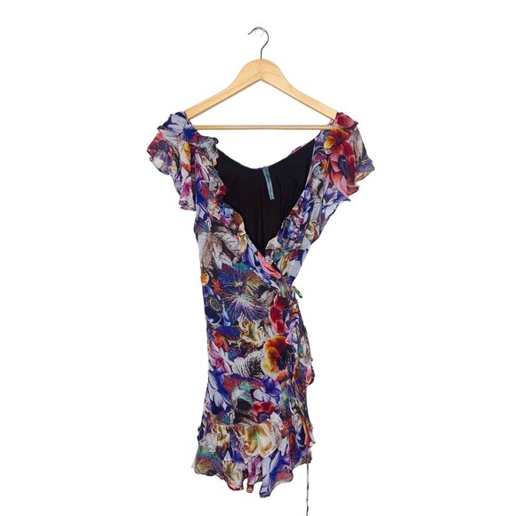 COPY - Anthropologie Wrap Dress Size M Floral Mini Ruffled Purple Bohemian Flow… - Picture 9 of 12